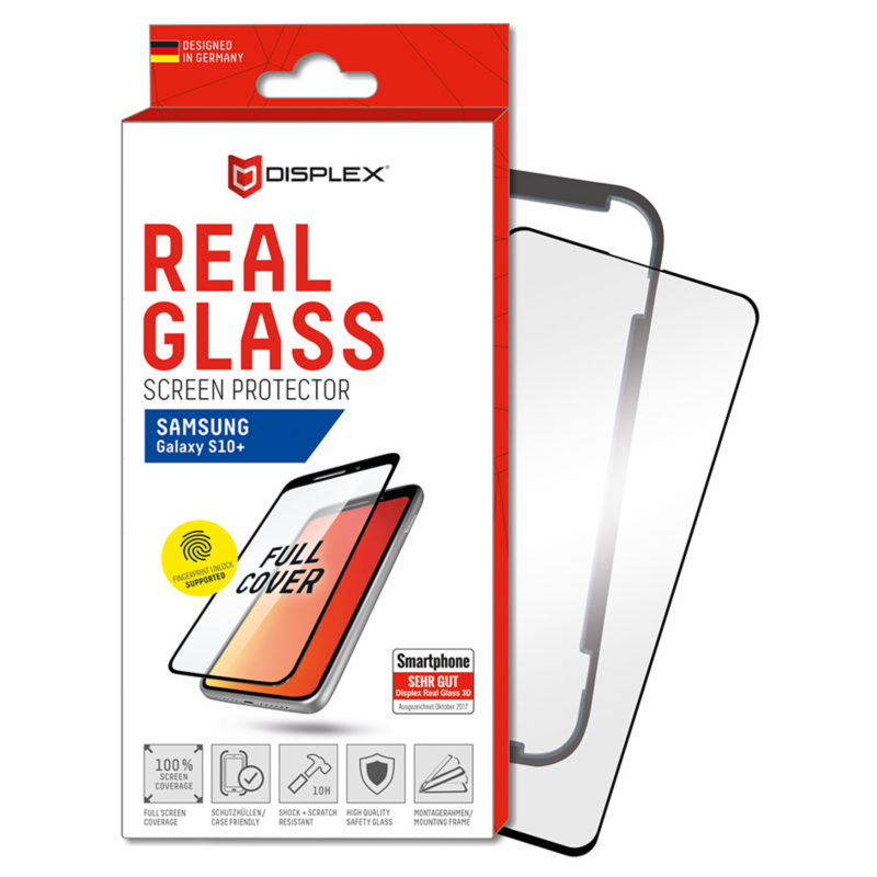 Displex  Displayschutz Real Glass 3D FPS für Samsung Galaxy S10+ schwarz | 04028778106737