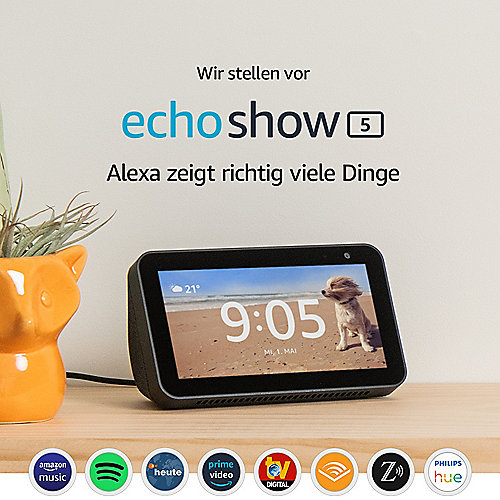 Amazon Echo Show 5 (black) Kompakter Premiumlautsprecher mit 5,5-Zoll-HD-Display