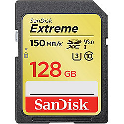 SanDisk Extreme 128 GB SDXC Speicherkarte (150 MB/s, Class 10, UHS-I, U3)
