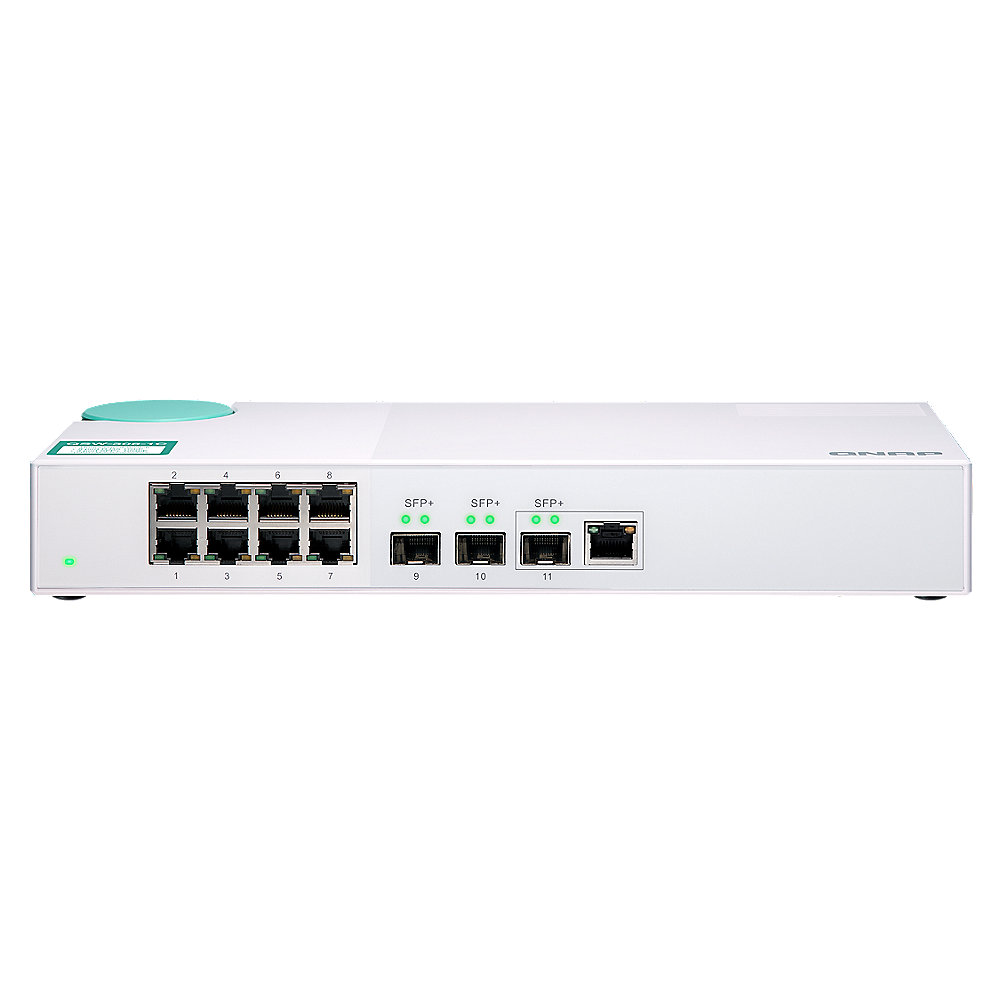 QNAP QSW-308-1C 10GbE Switch Unmanaged 3-Port-10G-SFP+ und 8-Port-Gigabit