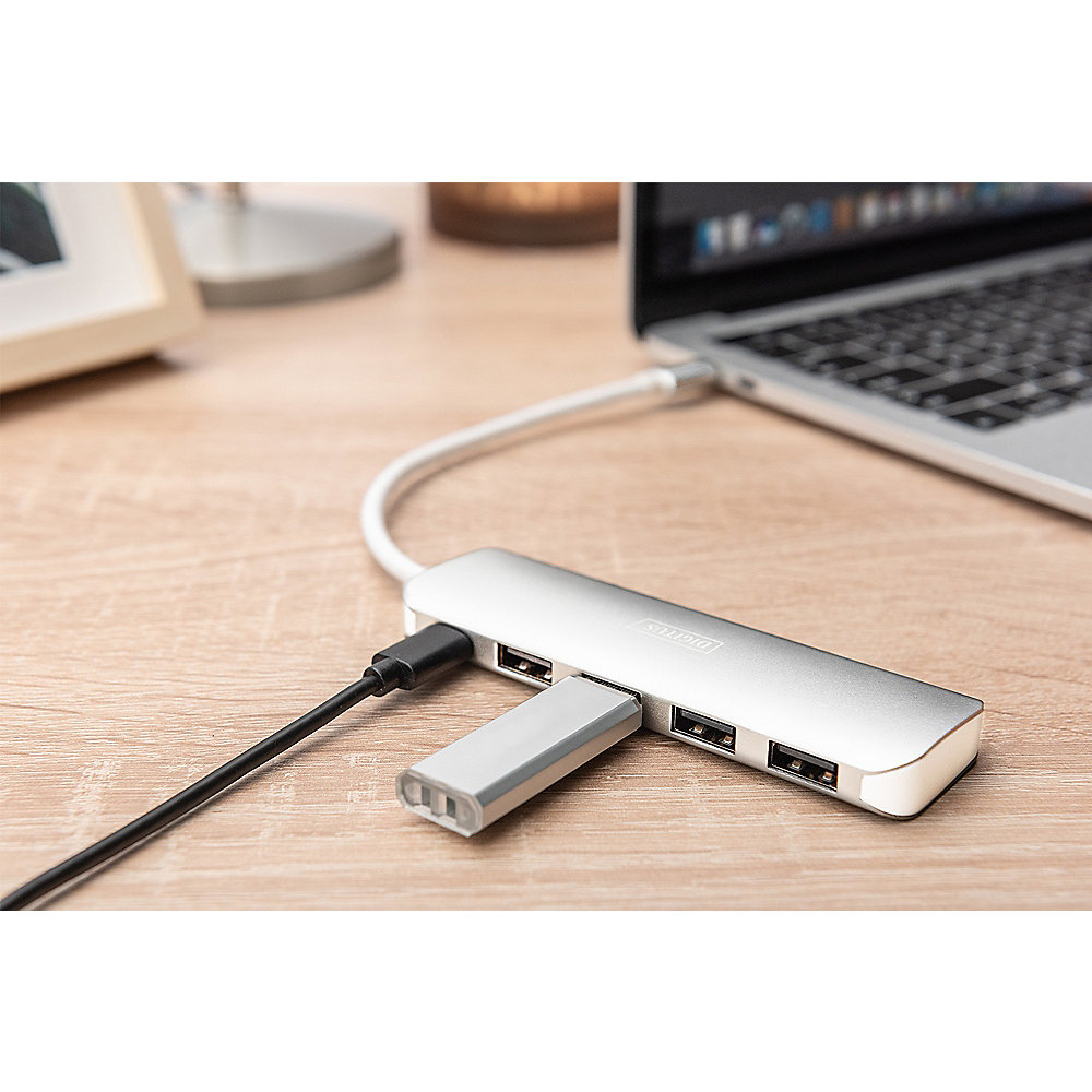 DIGITUS USB-C Hub 4-Port Hub (USB 3.0) silber