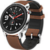 Amazfit GTR 47mm Smartwatch Edelstahlgehäuse, braunes Armband
