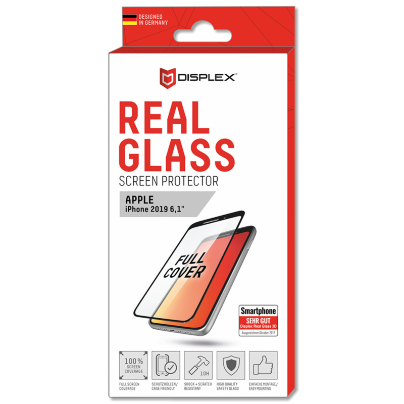 Displex  Displayschutz Real Glass 3D für iPhone 11 / iPhone XR  black | 04028778107222