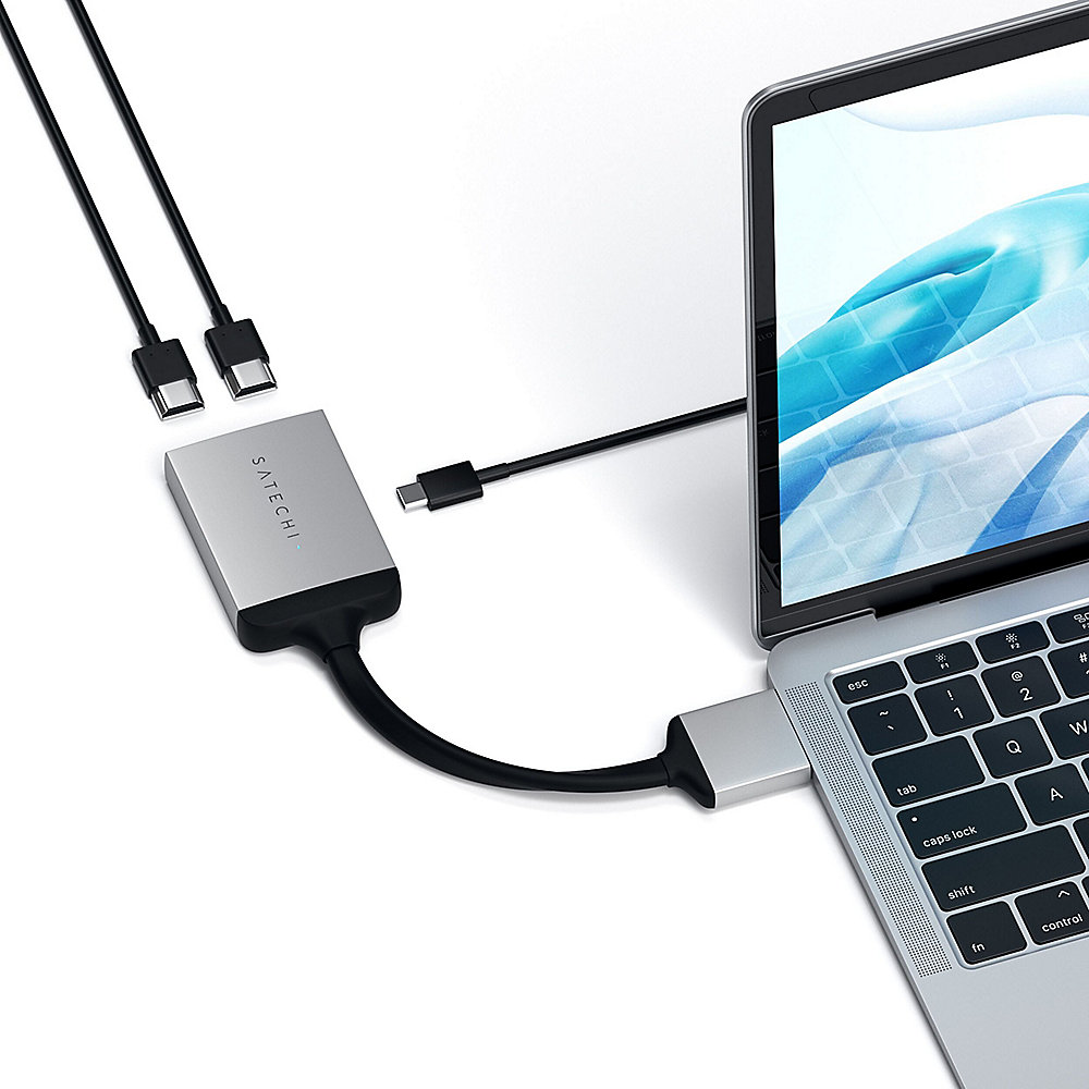 Satechi USB-C Dual HDMI Adapter Silber