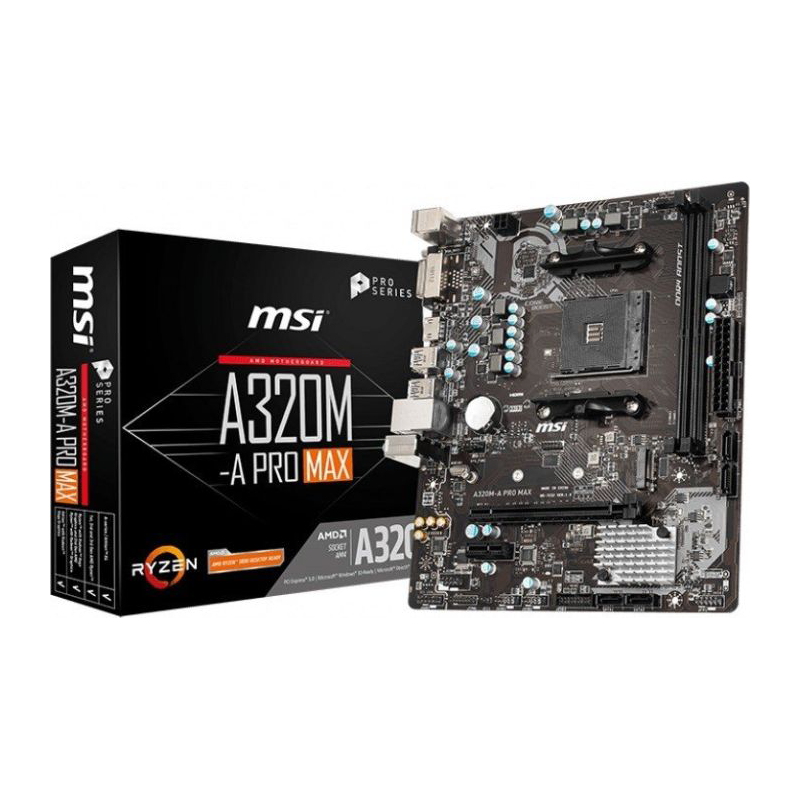 MSI  A320M-A Pro Max mATX Mainboard Sockel AM4 GL/SATA600/M.2/VGA/DVI | 04719072667665