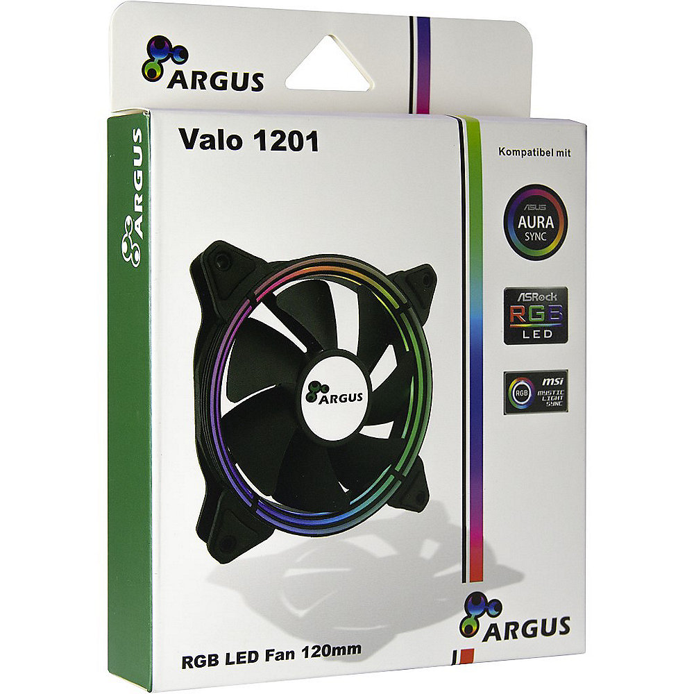 Inter-Tech Argus Valo 1202 LED, 120 mm Gehäuselüfter mit RGB Beleuchtung