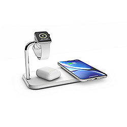 Zens Aluminium Dual Wireless Charger + Apple Watch 10W Qi wei&szlig;
