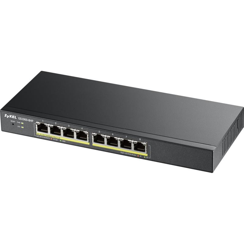 Zyxel  GS1900-8HP V2 8-Port smart managed 70W PoE+ Switch GS1900-8HP-EU0102F | 04718937588459