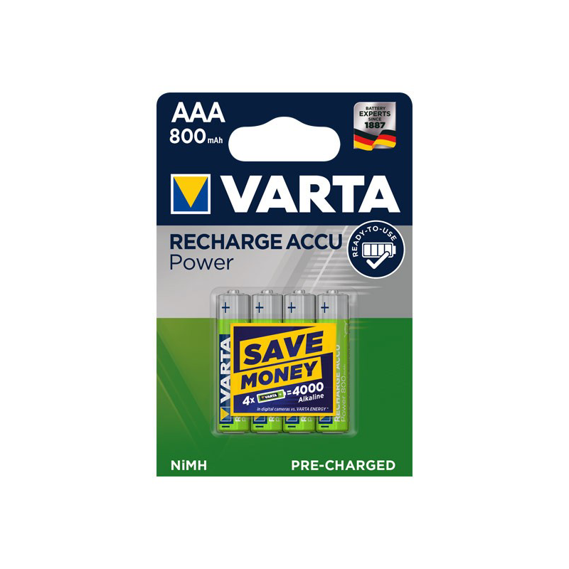Varta  Ready2Use Akku Micro AAA HR3 4er Blister (800 mAh) | 04008496550616