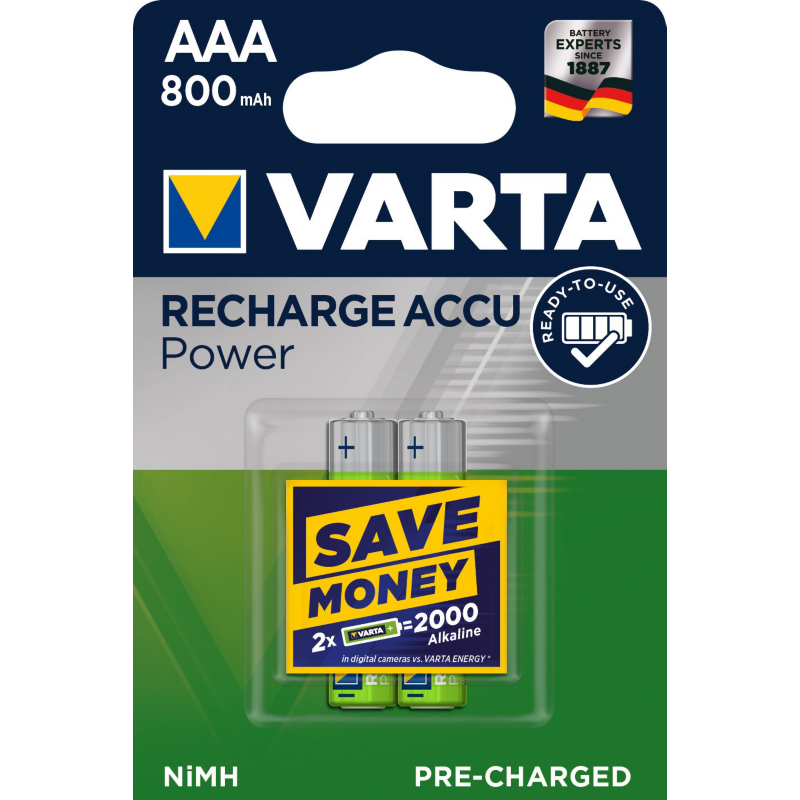Varta  Ready2Use Akku Micro AAA HR3 2er Blister (800 mAh) | 04008496550579
