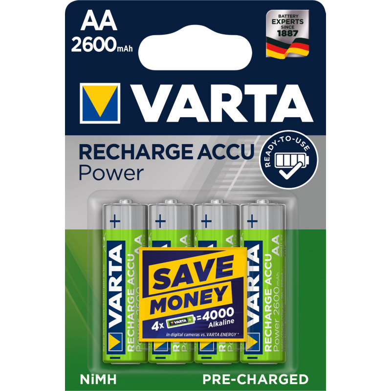 Varta  Ready2Use Akku Mignon AA HR6 4er Blister (2600 mAh) | 04008496745975