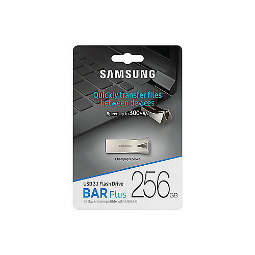 Samsung BAR Plus 256GB Flash Drive Fit 3.1 USB Stick Metallgehäuse silber