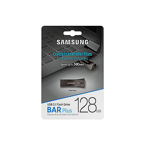 Samsung BAR Plus 128GB Flash Drive Fit 3.1 USB Stick Metallgehäuse grau