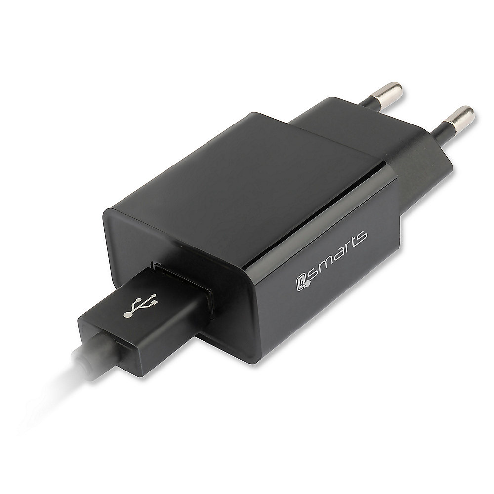 4smarts Basic Netzladeset 2.4A / 12W mit USB Typ-C Kabel schwarz
