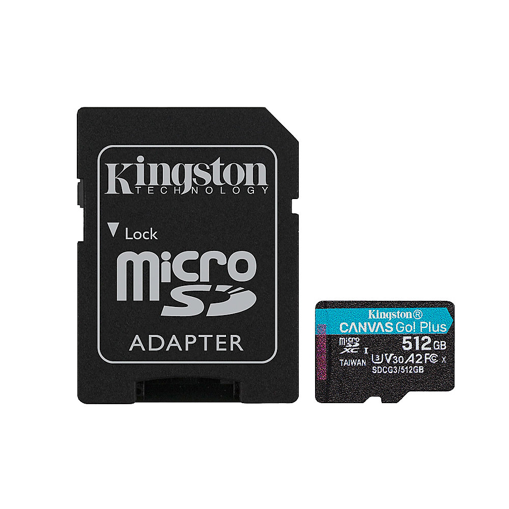 Kingston Micro SD Canvas Go! Plus mit SD Adapter SDCG3/512GB