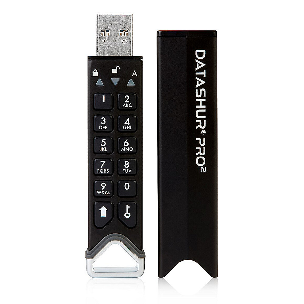 iStorage datAshur PRO2 USB3.2 Flash Drive 128GB Stick mit PIN-Schutz Aluminium