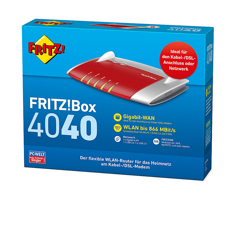 AVM FRITZ!Box 4040 WLAN-ac + n DSL Dualband Gigabit Router