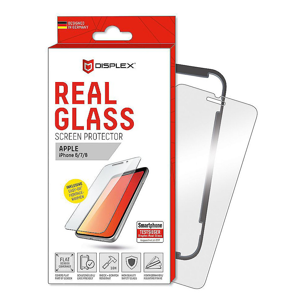 Displex Displayschutz Real Glass + Frame für Apple iPhone 6/7/8