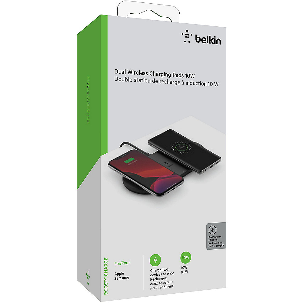 Belkin 2x 10W Dual Wireless Charging Pad mit Netzteil Schwarz