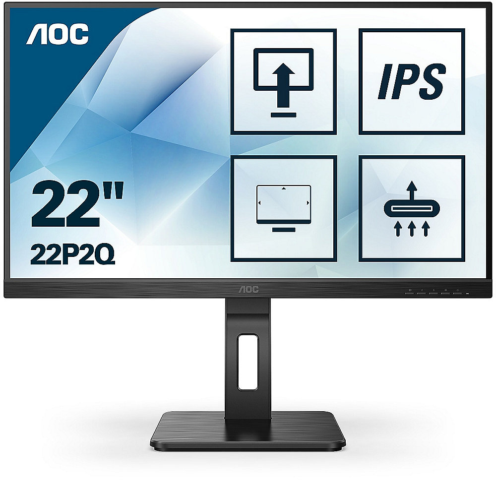 AOC 22P2Q 54,7cm (21,5") Full HD 16:9 Office Monitor VGA/DVI/HDMI/DP Pivot HV