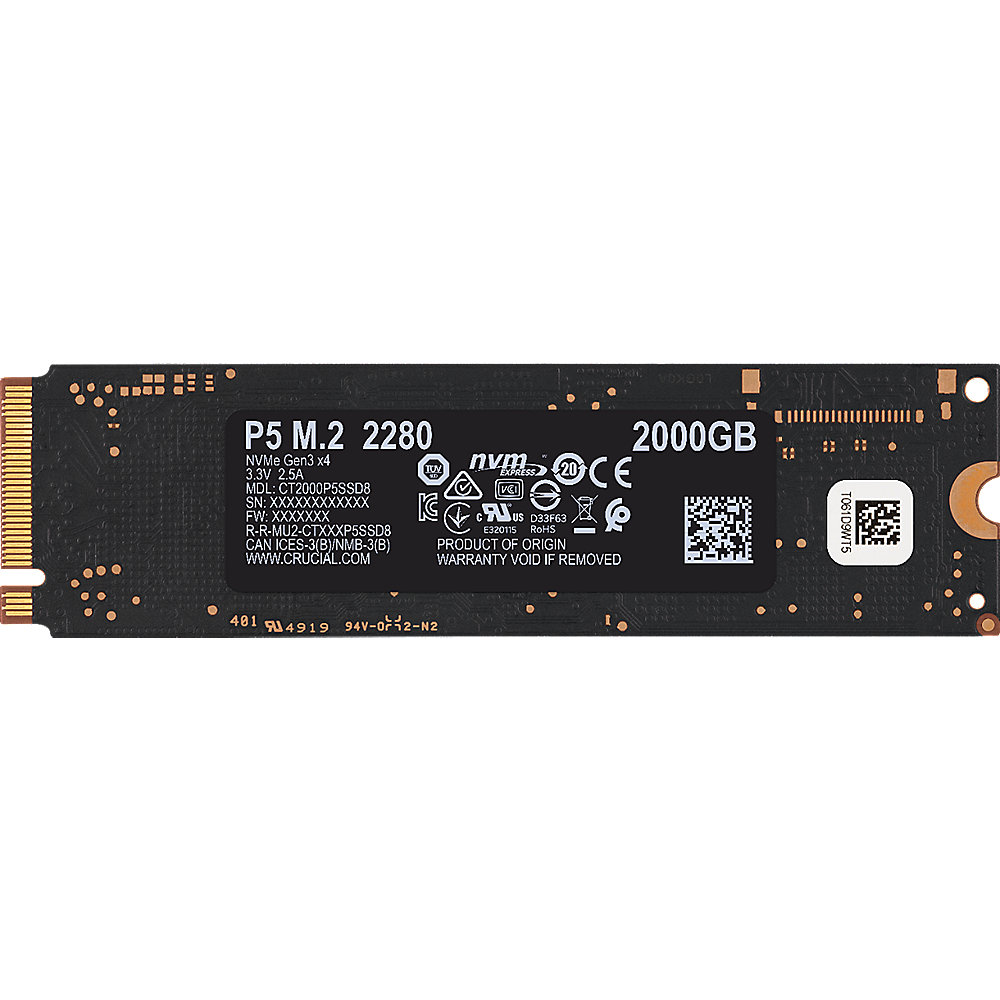 Crucial P5 SSD 2 TB M.2 PCIe Gen.3 NVMe 3D-NAND