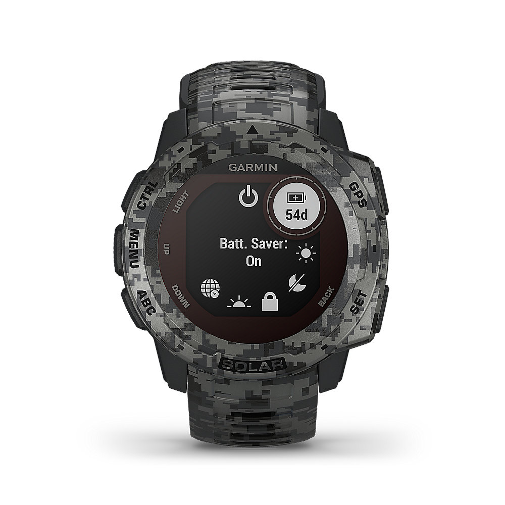 Garmin Instinct Solar Camo GPS-Multisport-Smartwatch schiefergrau