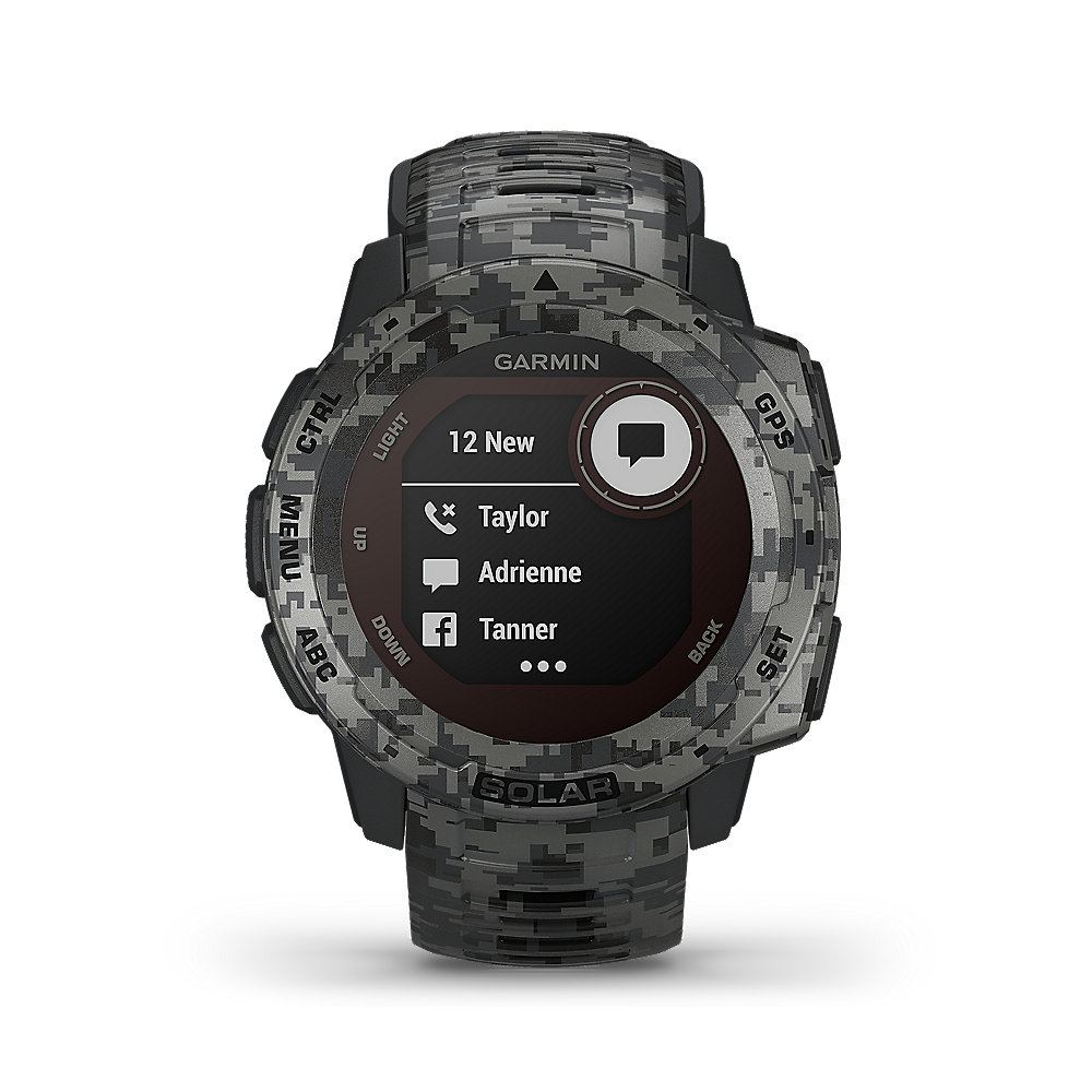 Garmin Instinct Solar Camo GPS-Multisport-Smartwatch schiefergrau