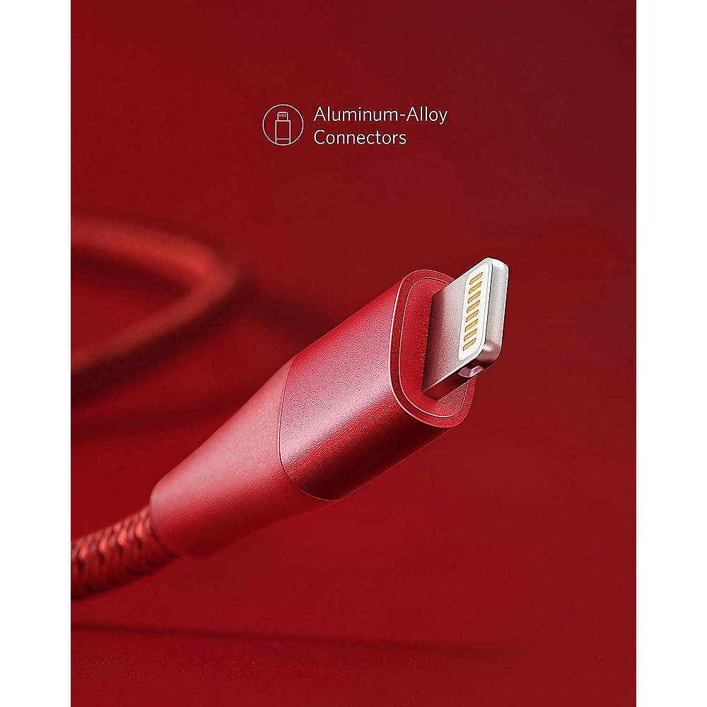 Anker PowerLine+ II USB-A auf Lightning Kabel 1m rot + Tasche