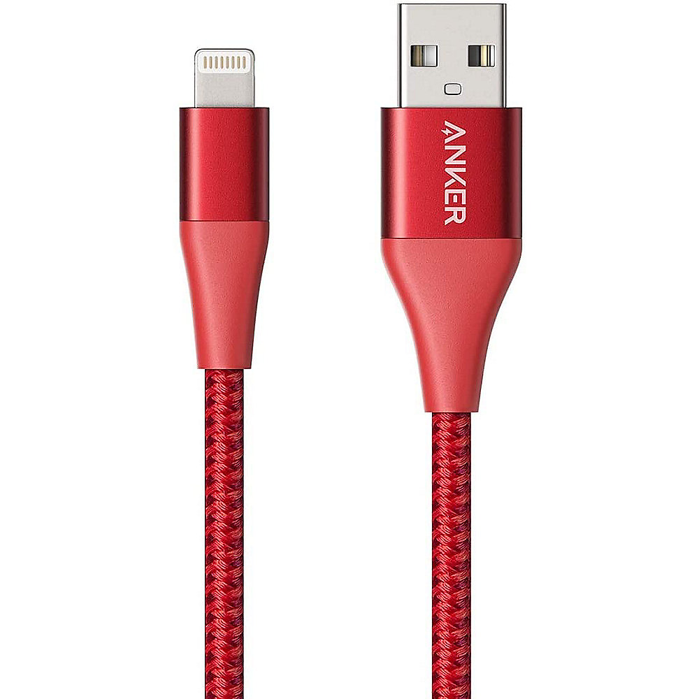Anker PowerLine+ II USB-A auf Lightning Kabel 1m rot + Tasche