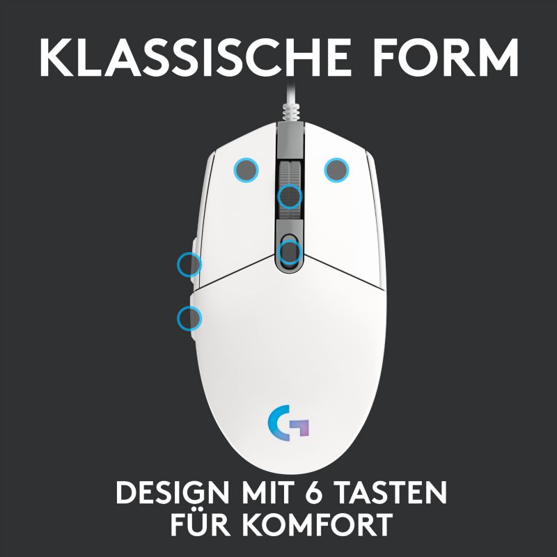 Logitech G203 Lightsync Kabelgebundene Gaming Maus Weiss Cyberport