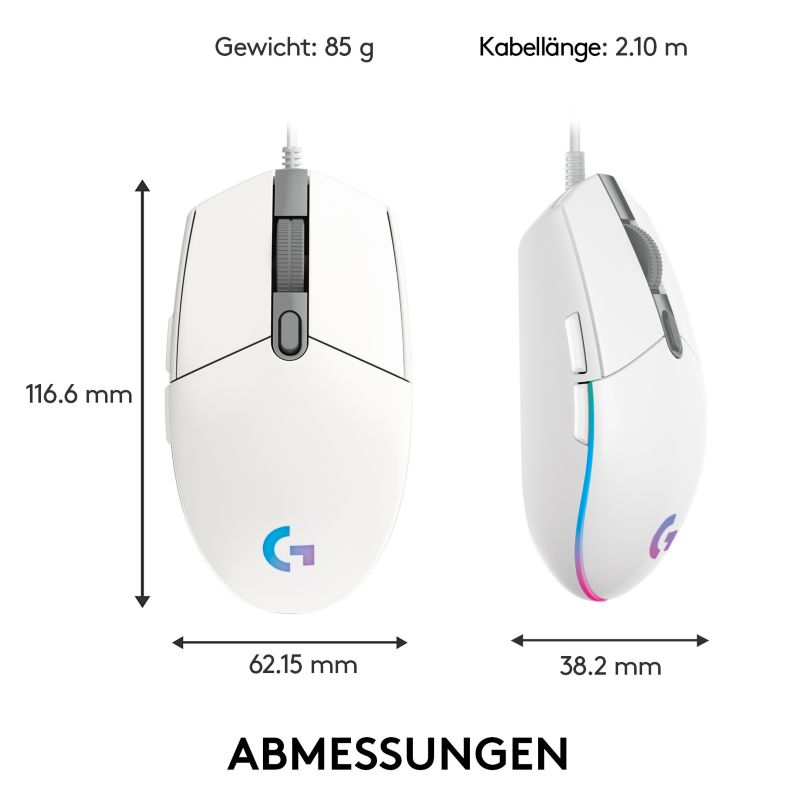 Logitech G203 Lightsync Kabelgebundene Gaming Maus Weiss Cyberport