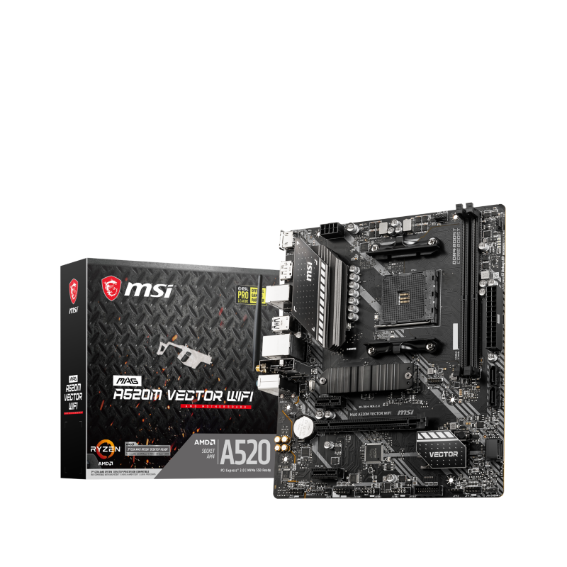 MSI  A520M VECTOR WIFI mATX Mainboard Sockel AM4 DP/HDMI/M.2/SATA | 04719072752583