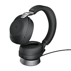 Jabra Evolve 2 85 UC Stand Wireless Bluetooth Stereo Headset schwarz Ladestation