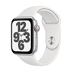 Apple Watch Series SE LTE 44mm Aluminiumgeh&auml;use Silber Sportarmband Wei&szlig;