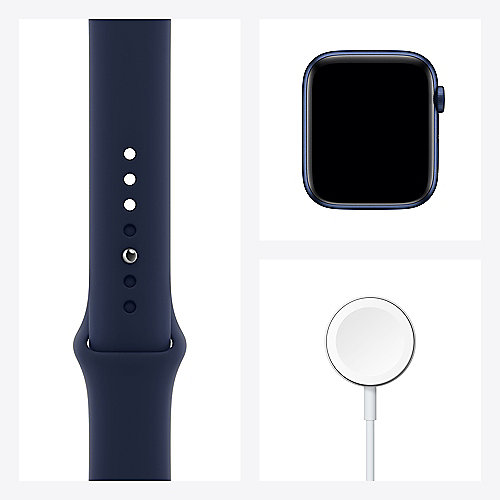 Apple Watch Series 6 LTE 44mm Aluminiumgehäuse Blau Sportarmband Blau