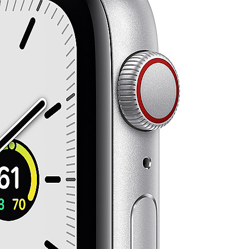 Apple Watch Series SE LTE 44mm Aluminiumgehäuse Silber Sportarmband Weiß