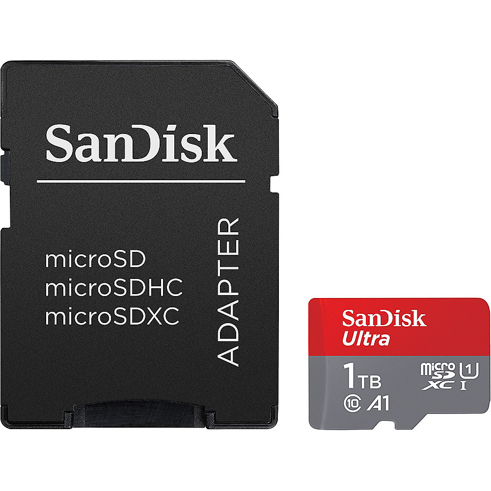 SanDisk Ultra 1 TB microSDXC Speicherkarte Kit 2020 (120 MB/s, Cl 10, U1, A1)