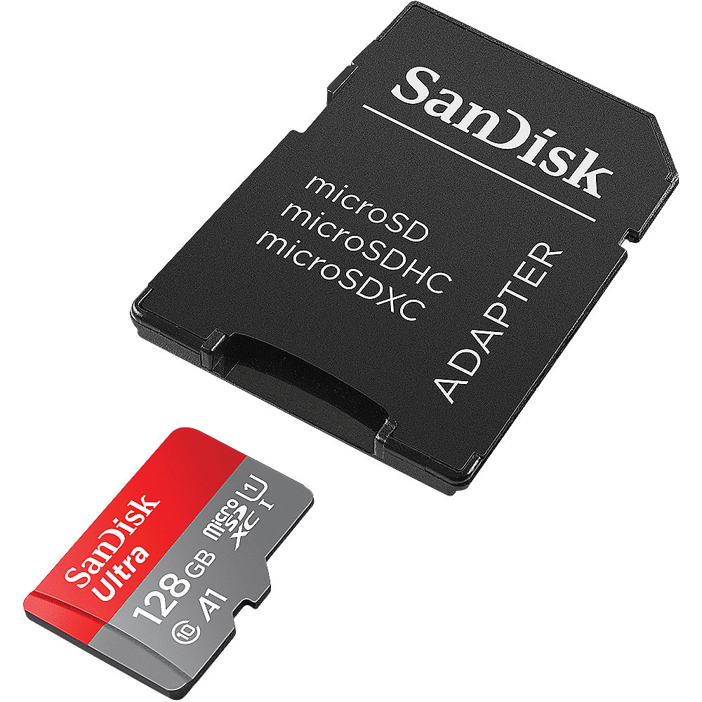 SanDisk Ultra 128 GB microSDXC Speicherkarte Kit 2020 (120 MB/s, Cl 10, U1, A1)