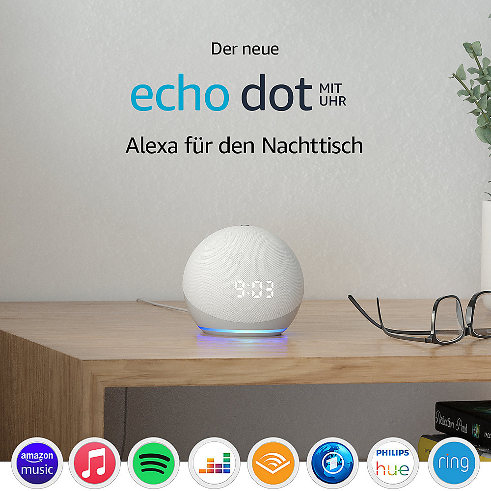 Amazon Echo Dot (4. Gen.) smarter Lautsprecher mit Uhr und Alexa Weiß