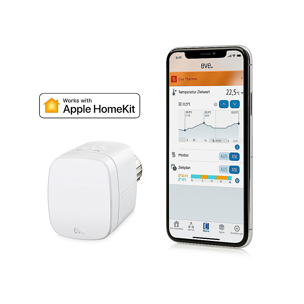 Eve Thermo - 6er Set Smartes Heizkörperthermostat mit Display für Apple HomeKit
