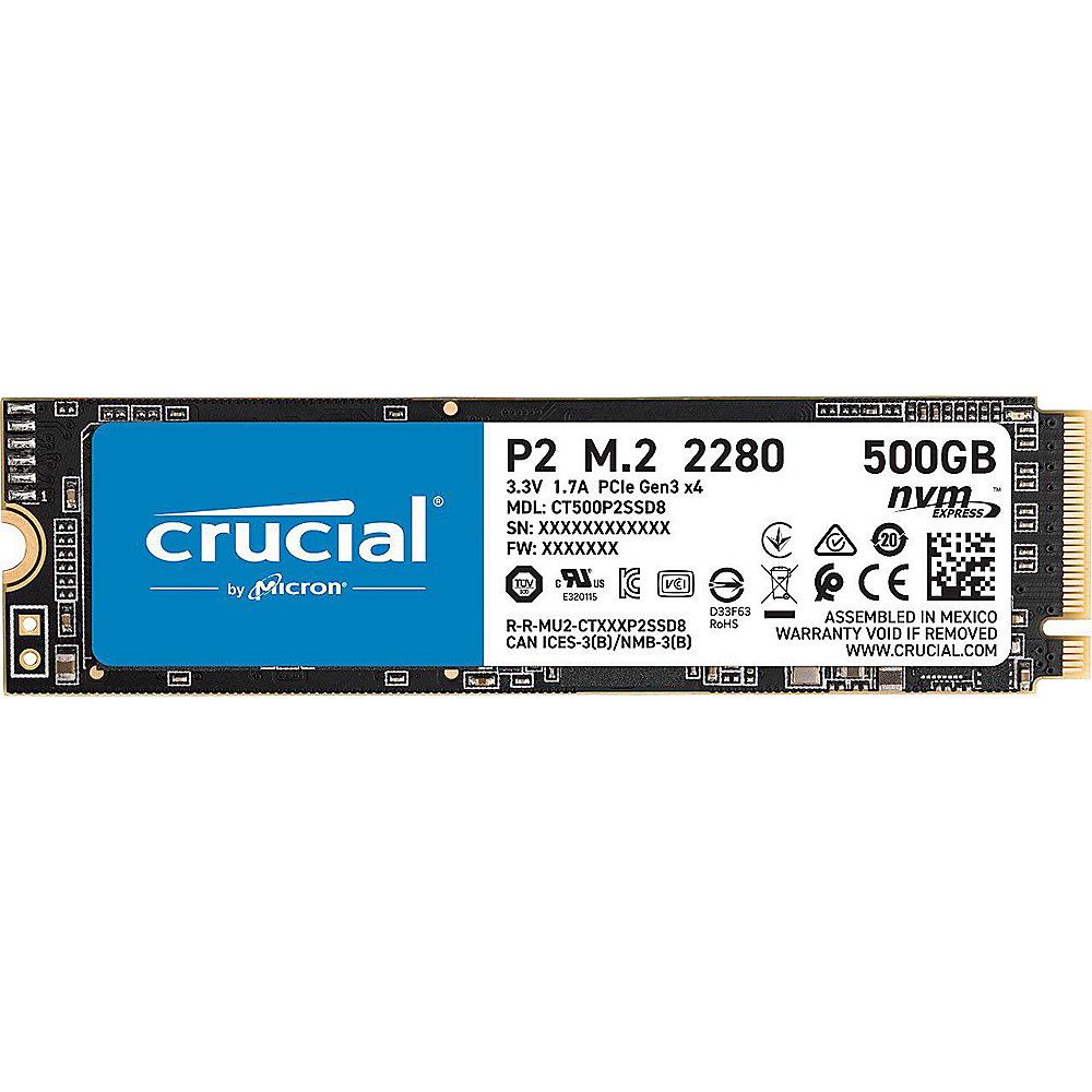 Crucial P2 SSD 500 GB M.2 PCIe NVMe