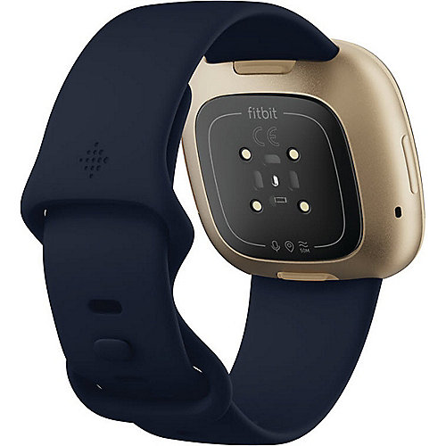 Fitbit Versa 3 Gesundheits- und Fitness-Smartwatch, GPS, Alu Gold, Band blau