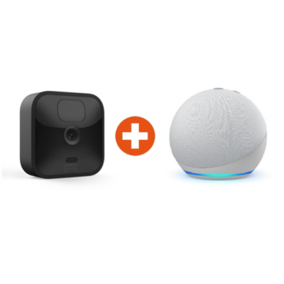 Echo Dot (4. Generation) Weiß + Blink Outdoor 1 Kamera System