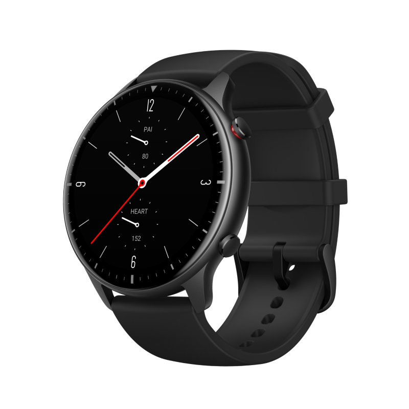Amazfit  GTR 2 Sport 47mm Smartwatch Aluminiumgehäuse, schwarzes Armband | 06972596101932