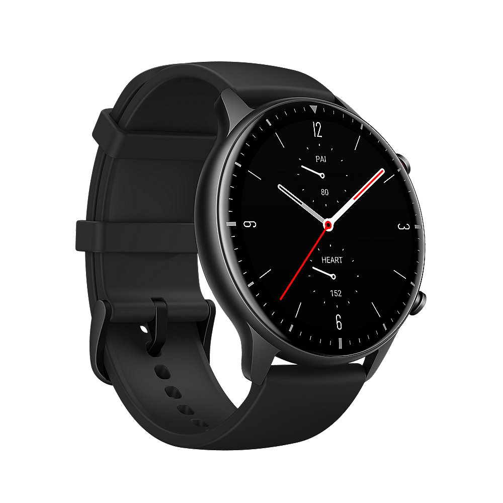 Amazfit GTR 2 Sport 47mm Smartwatch Aluminiumgehäuse, schwarzes Armband