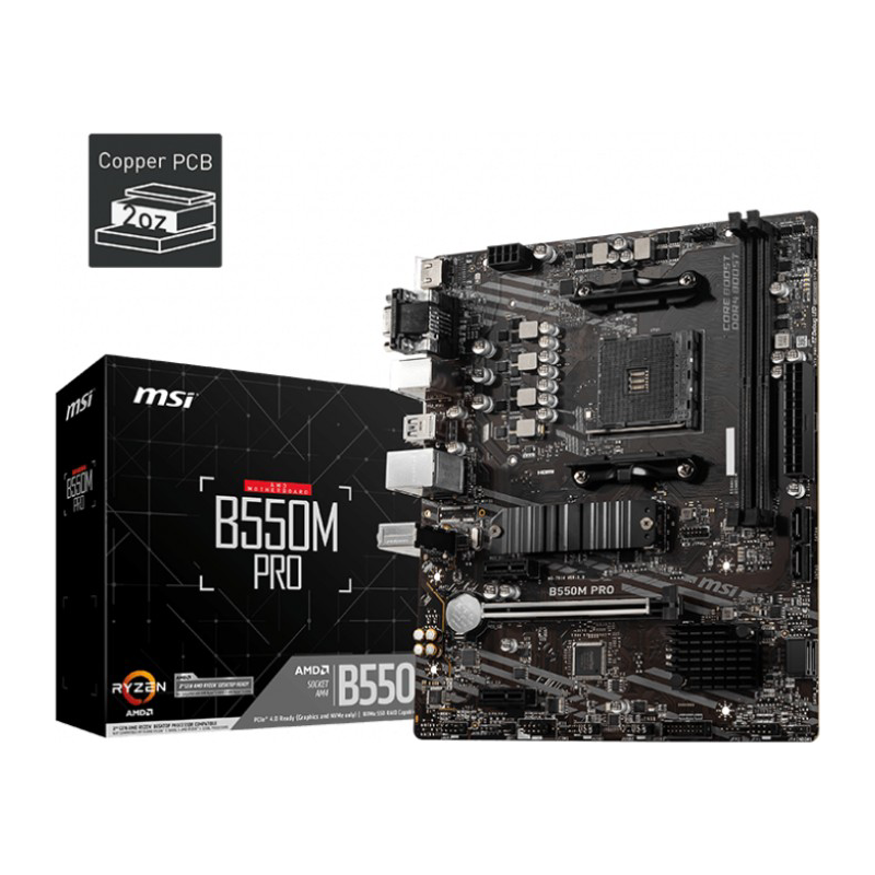 MSI  B550M PRO mATX Mainboard Sockel AM4 M.2/DP/VGA/HDMI/LAN | 04719072752606