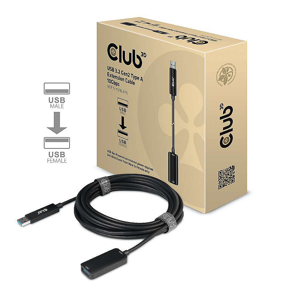 Club 3D USB 3.2 Adapter Typ-A zu 10 Gigabit Ethernet 5m St./B. schwarz