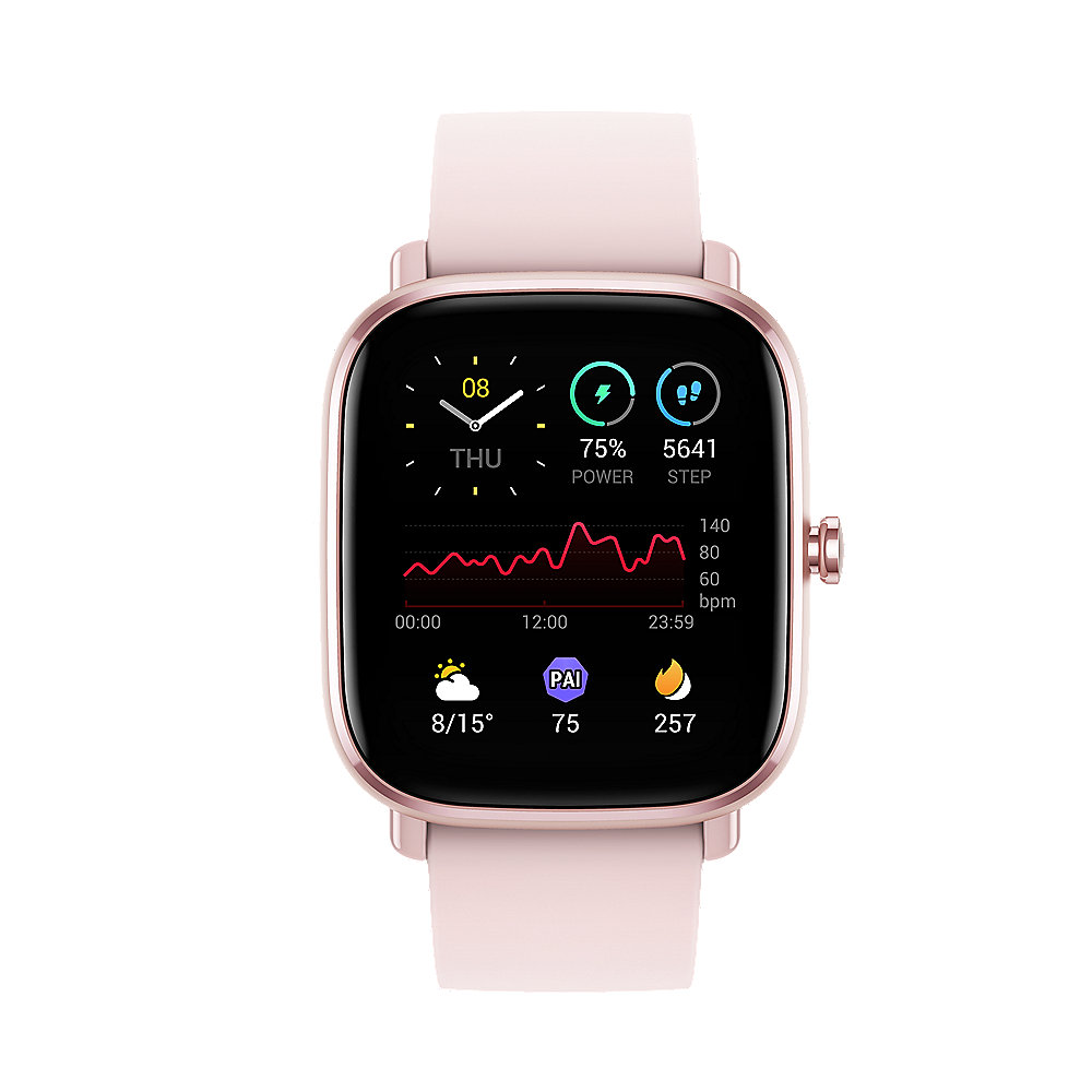 Amazfit GTS 2 Mini Smartwatch Aluminium-Gehäuse, pink, Amoled-Display