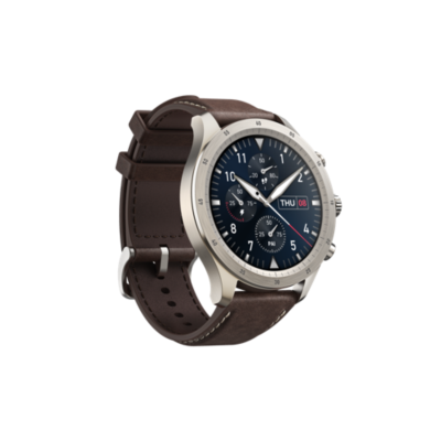 Z Smartwatch Titan-Gehäuse, GPS Leder-Armband braun