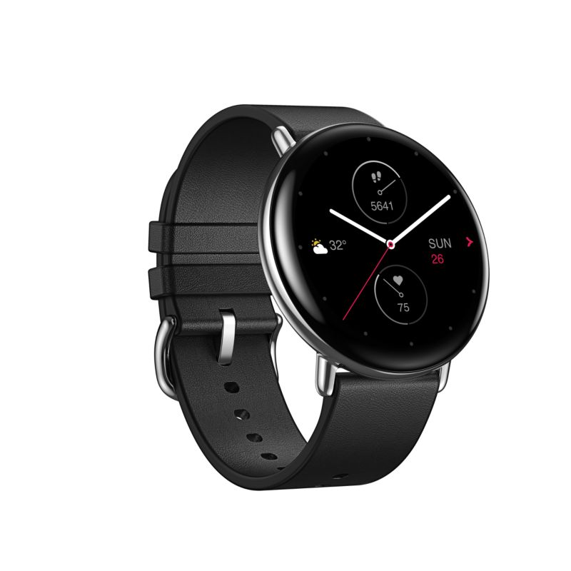 Zepp E Smartwatch rund Polar Night Black Leder-Armband ++ Cyberport